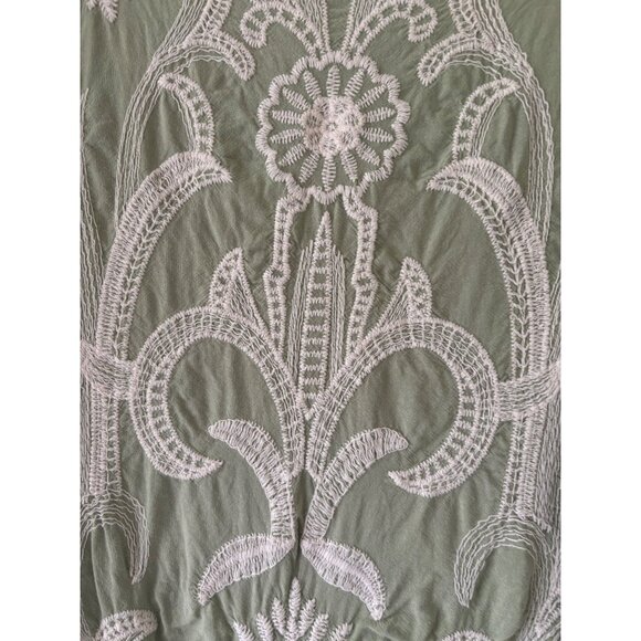 Solitaire Womens Embroidered Blouse S Flutter Sleeve Green Top - Picture 11 of 12